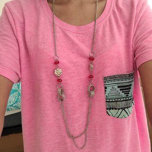 Layered Red Crystal Drop Necklace
